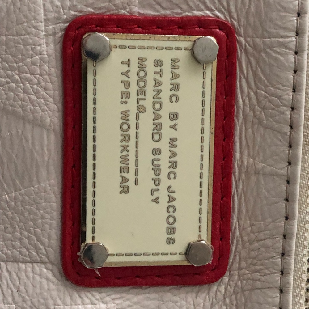 Marc by Marc Jacobs White Leather  Bag with Red Trim Plaque Perfect condition